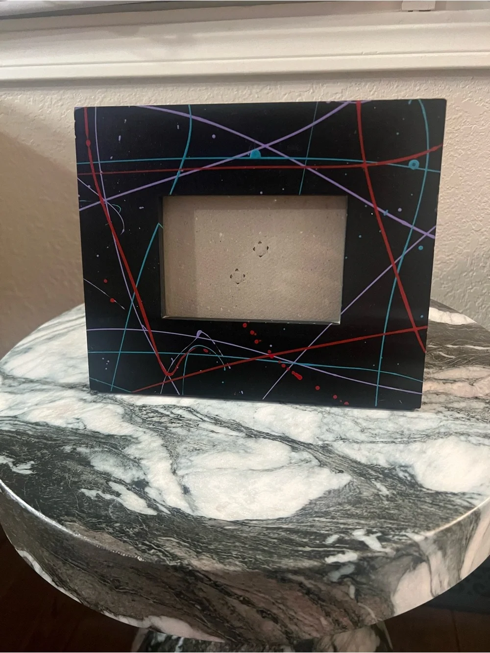 Abstract Modern Picture Frame 3x5 Black Colorful Line Art Frame Y2K